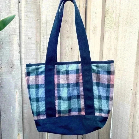 Vintage Pendleton woolen mills tote bag padded plaid pockets inside - Picture 1 of 5